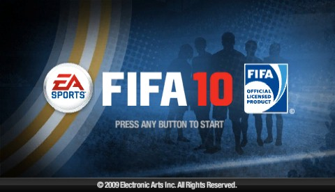 FIFA Soccer 10 title screen for PSP